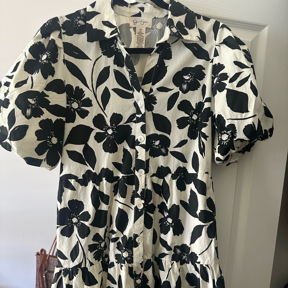Jessica Simpson Black and White Floral Dress